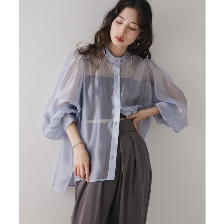 ブルー | バンドカラーパフシアーシャツ 韓国 夢展望 | 夢展望