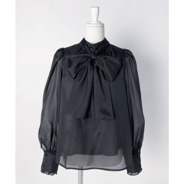 ブラック | オーガンジーシアーボウタイブラウス【大きいサイズ有り】 量産型 地雷系 夢展望 | DearMyLove