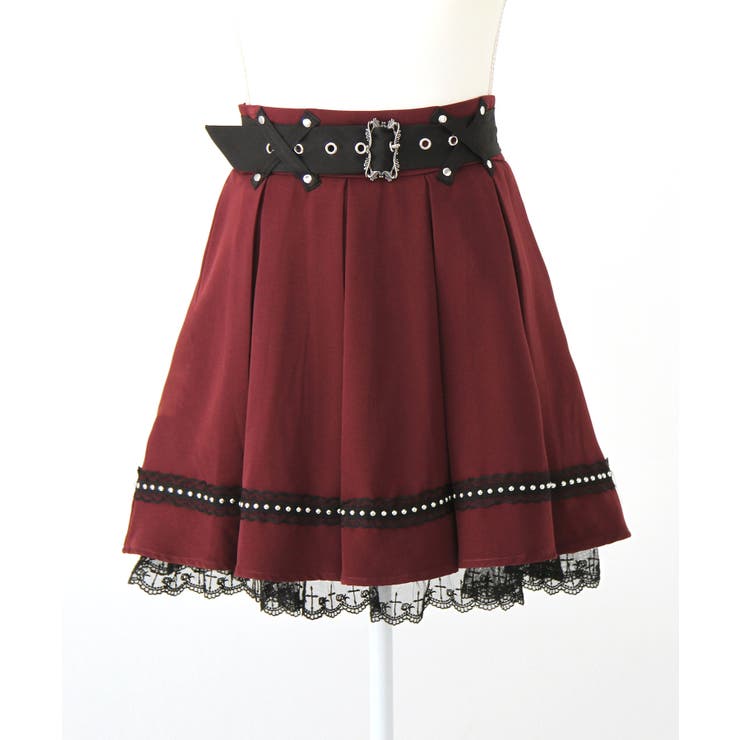 ボックスタッククロスベルトループスタッズレーススカート 量産型 地雷
