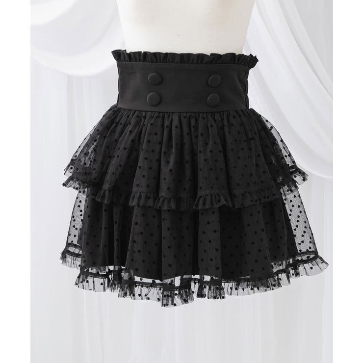 ブラック | ハートドットチュールティアードスカート 量産型 地雷系 | DearMyLove