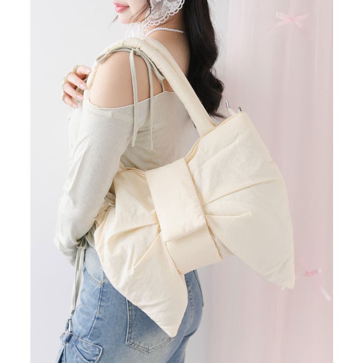 クリームイエロー | 2wayリボントートバッグ 量産型 地雷系 夢展望 | DearMyLove