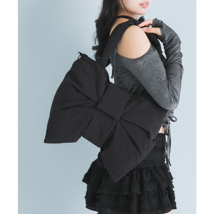 ブラック | 2wayリボントートバッグ 量産型 地雷系 夢展望 | DearMyLove