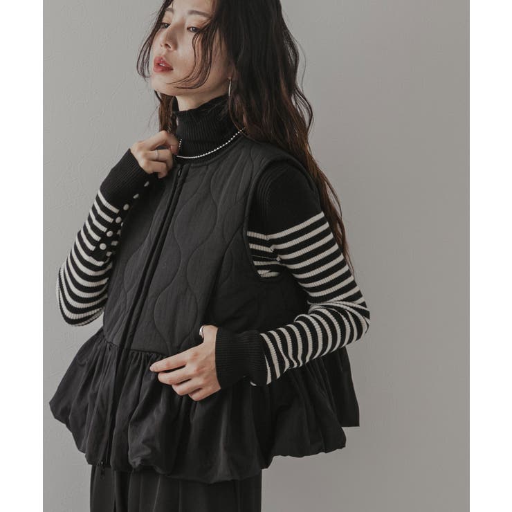 ブラック | フレアキルティングベスト 韓国 夢展望 | 夢展望