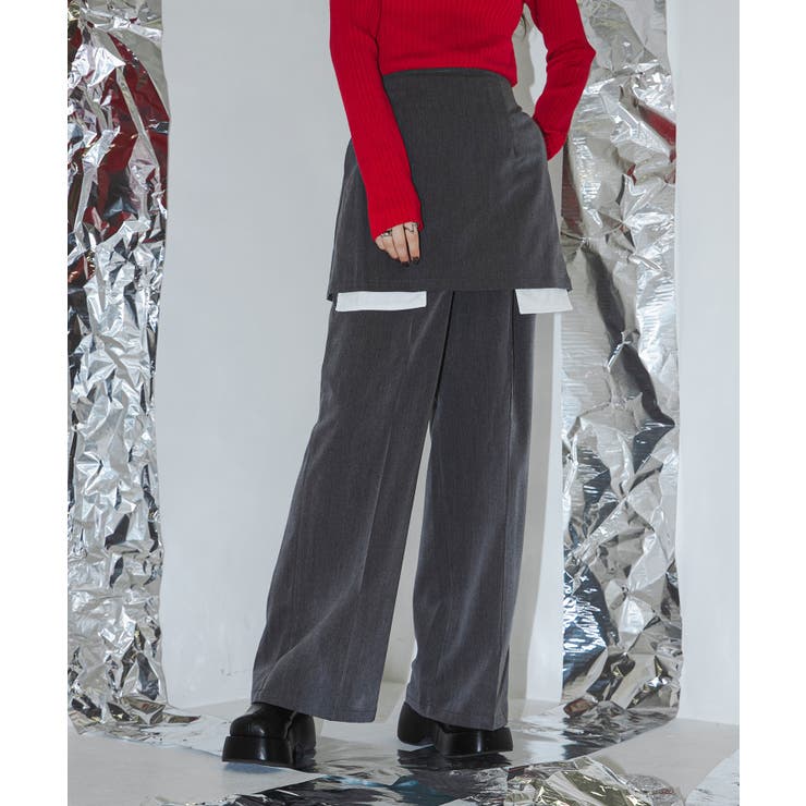 チャコールグレー | ポケットデザインパンツスカートセット 韓国 夢展望 | 夢展望