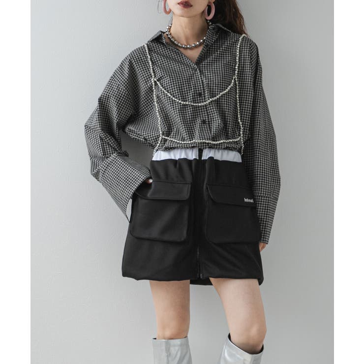 ブラック | 【最上もが着用】配色カラーバルーンミニジャージスカート 韓国 夢展望 | 夢展望