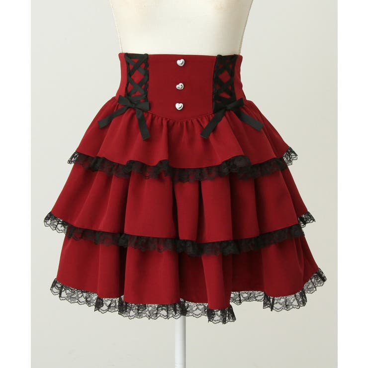 ボルドー | フリルレースアップリボンスカート 量産型 地雷系 夢展望 | DearMyLove