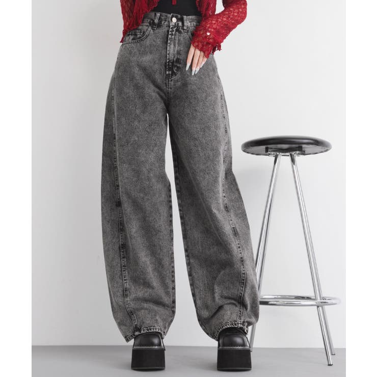 ケミカルブラック | バレルレッグシンプデニムパンツ 量産型 地雷系 夢展望 | DearMyLove