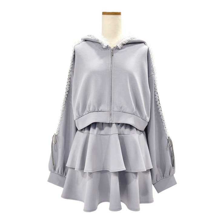 ブルーグレー | 【4Lー6L】サイドラインフリルジャージsetup 韓国 夢展望 | 夢展望