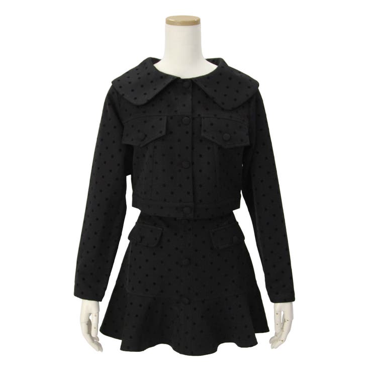 ブラック | 丸襟ドットセットアップ【大きいサイズ有り】 量産型 地雷系 夢展望 | DearMyLove