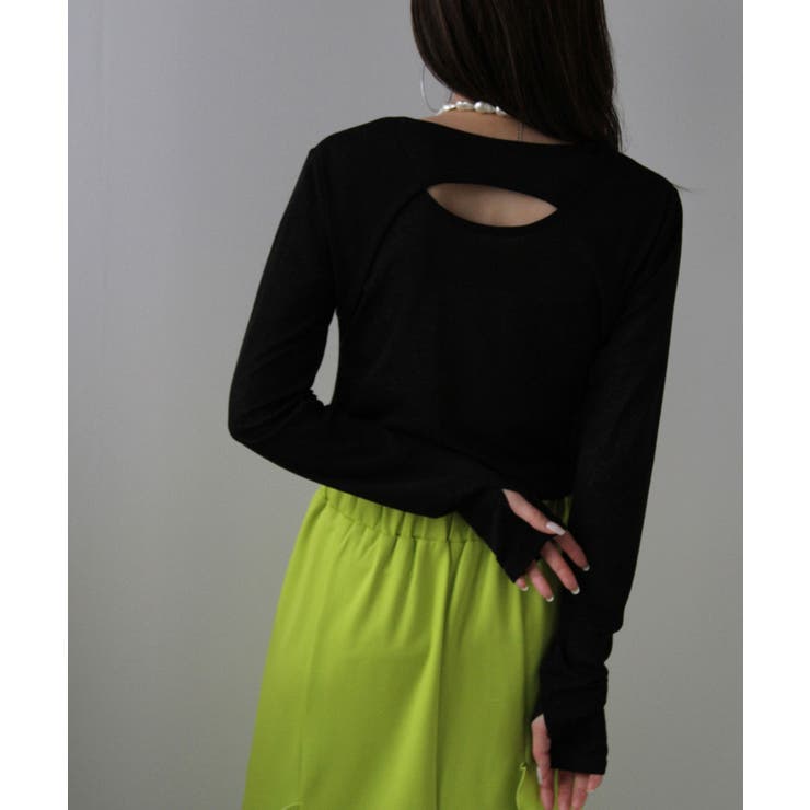 ブラック | シアーレイヤード風ロングスリーブトップス 韓国 夢展望 | 夢展望