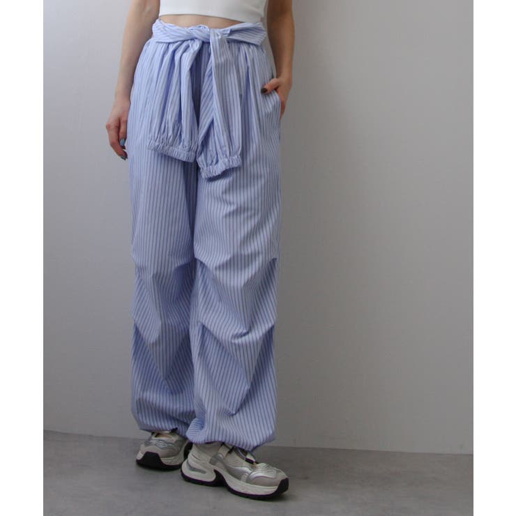 ブルー | ストライプウエスト巻きジョガーパンツ 韓国 夢展望 | 夢展望