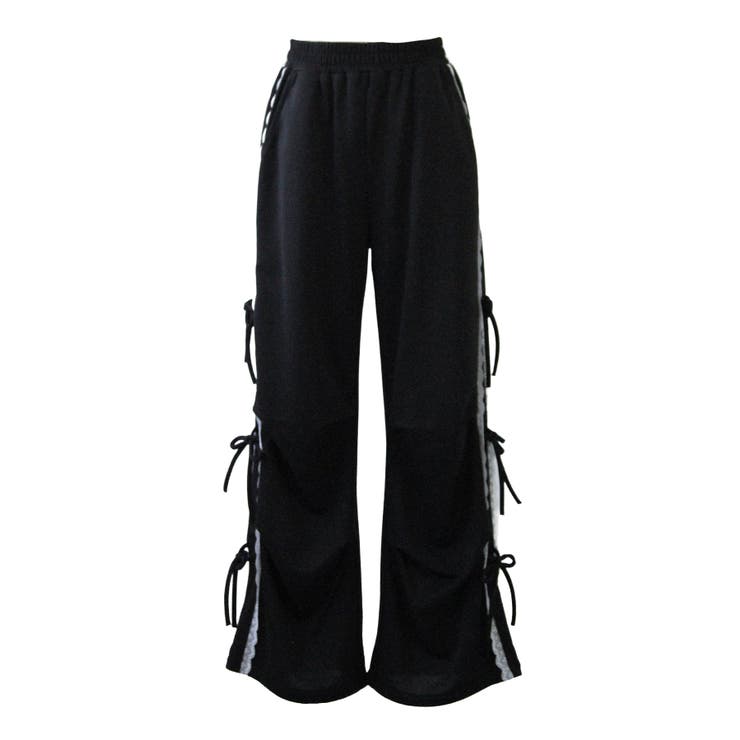 ブラック | サイドレースライン裏毛スウェットパンツ【大きいサイズ有り】 量産型 地雷系 | DearMyLove
