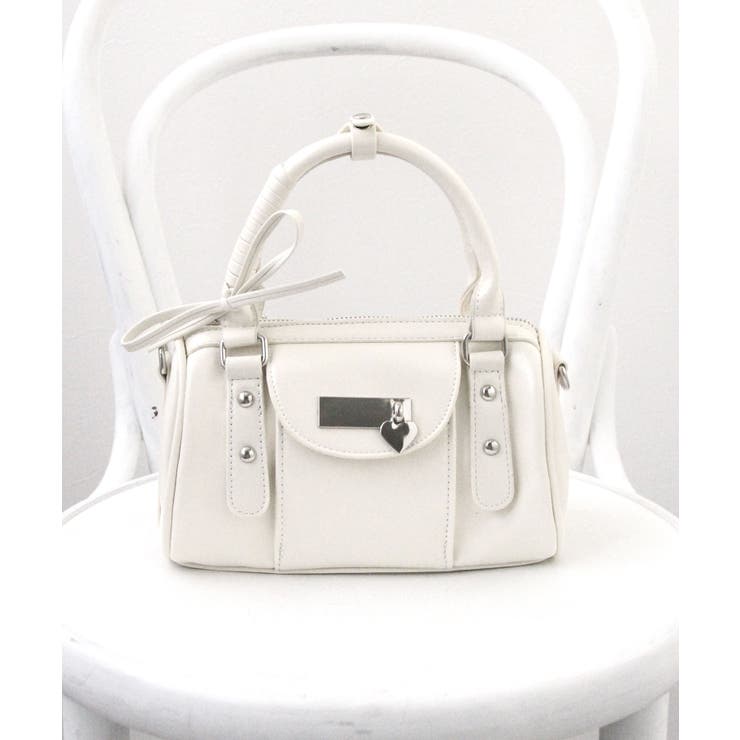 オフホワイト | ハートチャーム付きミニボストンバッグ【select Item】 量産型 | 夢展望