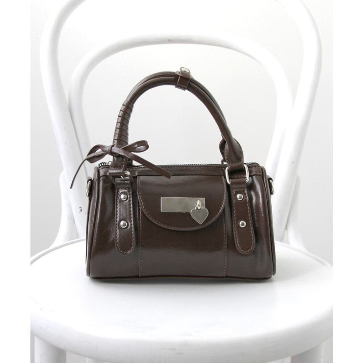 ブラウン | ハートチャーム付きミニボストンバッグ【select Item】 量産型 | 夢展望