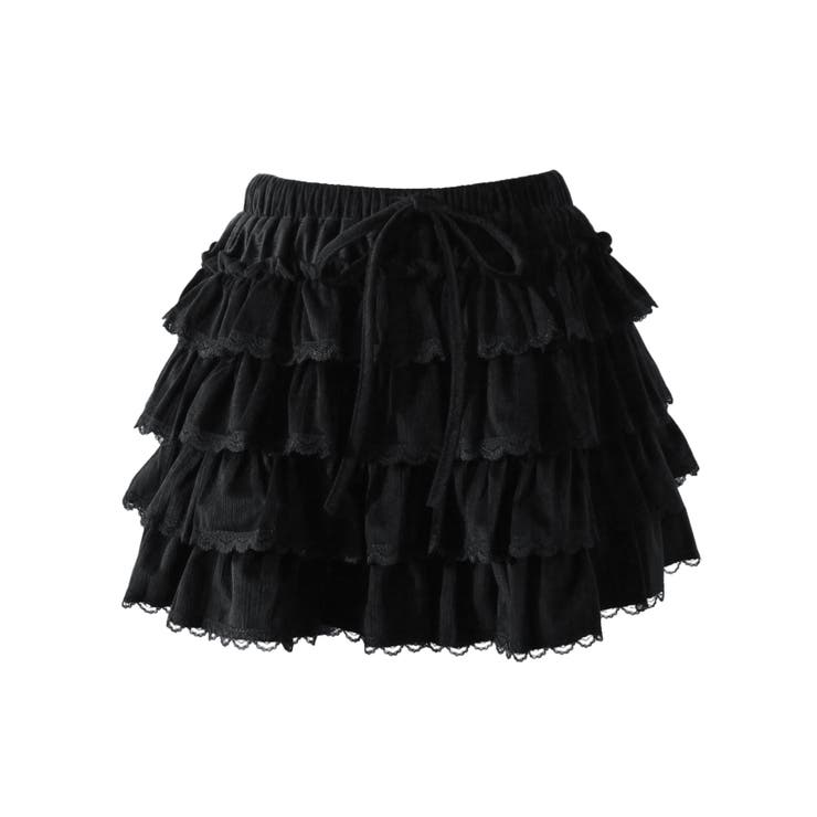 ブラック | ティアードフリルミニスカート 量産型 地雷系 夢展望 | DearMyLove