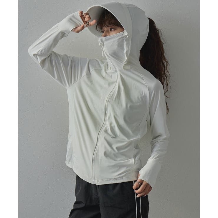 ホワイト | UVカットラッシュガードパーカ- 韓国 夢展望 bohmal | 夢展望