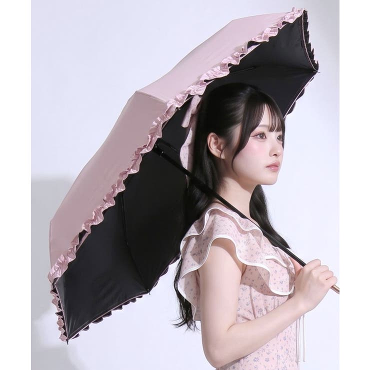ピンク | 【雨晴兼用】ガーリーフリル日傘 韓国 夢展望 Rose | 夢展望