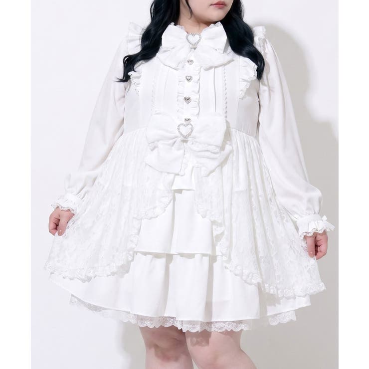 レースカシュクールフリルワンピース 韓国 夢展望 Whip[品番