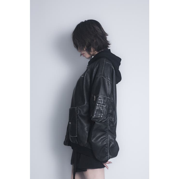 レザーフーディジャケット | yumiri | 詳細画像4 