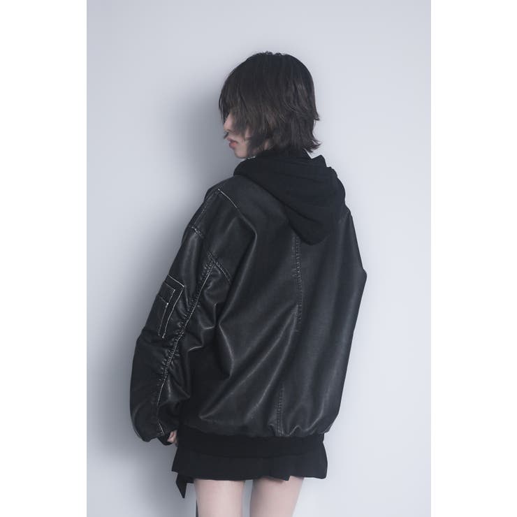 レザーフーディジャケット | yumiri | 詳細画像2 