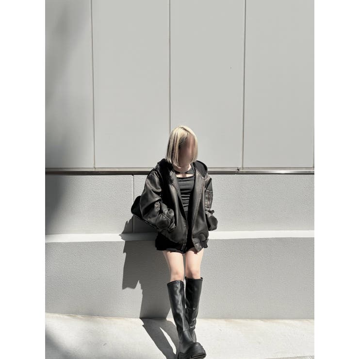 レザーフーディジャケット | yumiri | 詳細画像12 