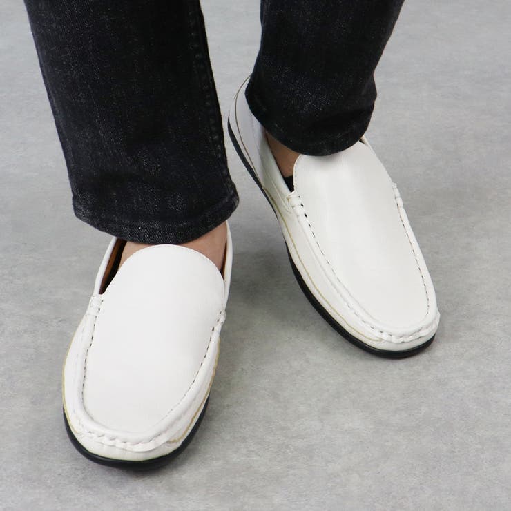 ホワイト | メンズ ストリート オフィス カジュアル ドライビング スリッポン ☆907 | Zeal Market 