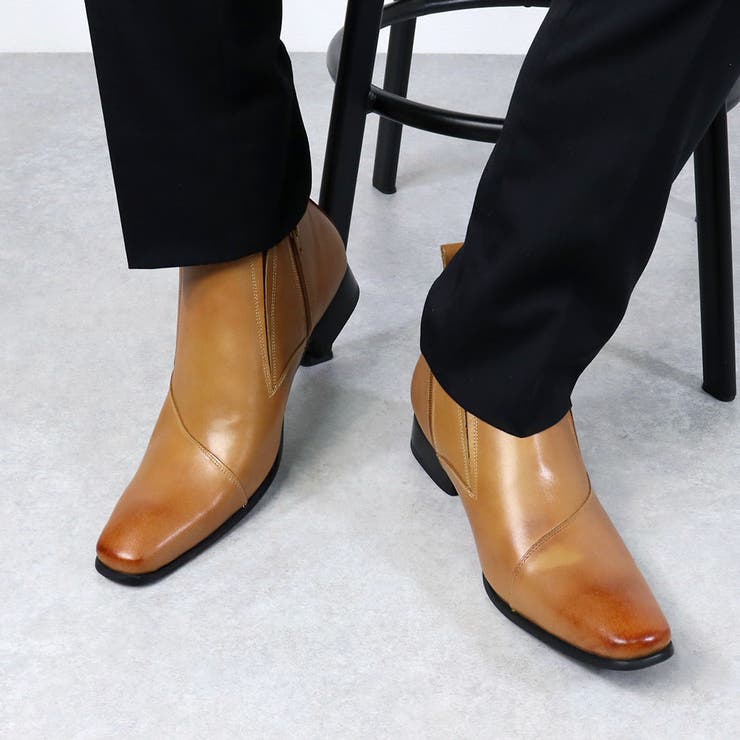 ライトブラウン | オフィス カジュアル フォーマル セットアップ サイドジップブーツ ☆7777 | Zeal Market 