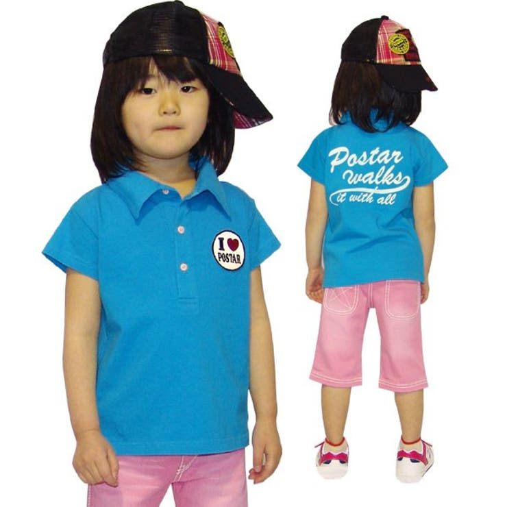 「2021-01」POSTARIハートポロシャツ女の子ガールズアメカジキッズジュニア子供服半袖プリント