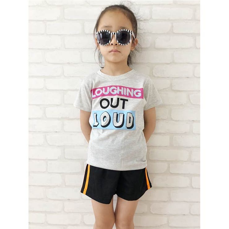 ※合体キッズ子供服上下セットTシャツハーフパンツショート丈男の子女の子半袖5分袖半ズボンプリントネオンカラーティーシャツボーイズガールズセットアップジュニアダンス韓国子供服110cm120cm130cm140cm150cm160cm「430-05」