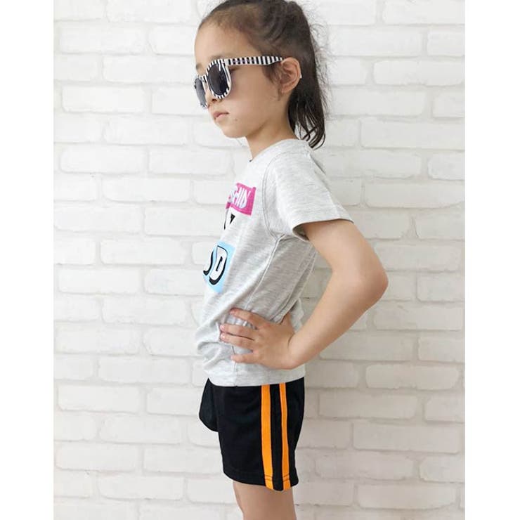 ※合体キッズ子供服上下セットTシャツハーフパンツショート丈男の子女の子半袖5分袖半ズボンプリントネオンカラーティーシャツボーイズガールズセットアップジュニアダンス韓国子供服110cm120cm130cm140cm150cm160cm「430-05」