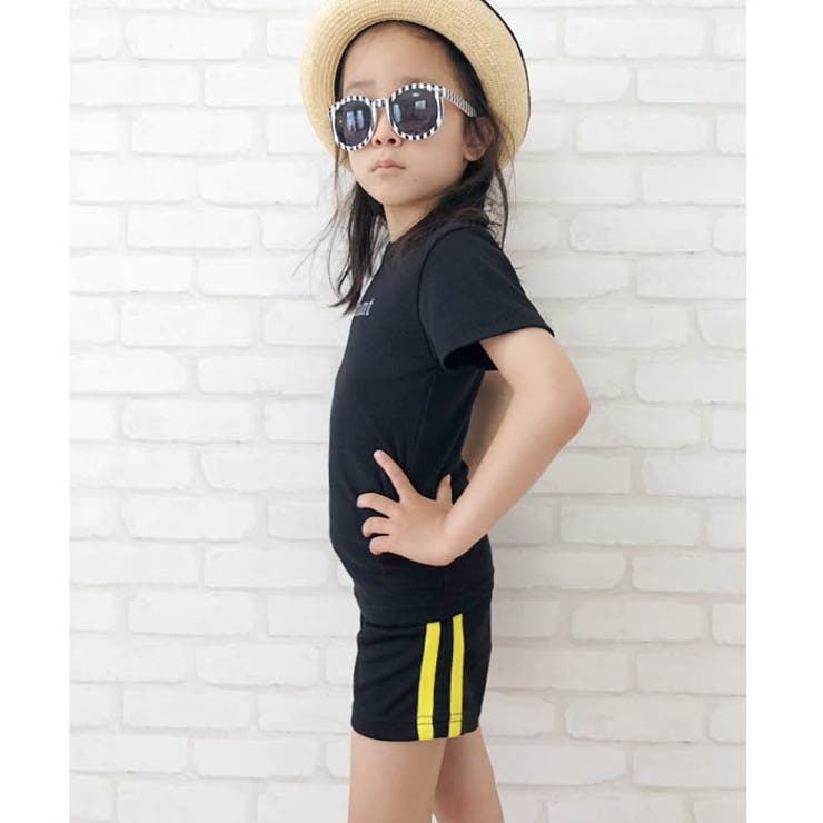 ※合体キッズ子供服上下セットTシャツハーフパンツショート丈男の子女の子半袖5分袖半ズボンプリントネオンカラーティーシャツボーイズガールズセットアップジュニアダンス韓国子供服110cm120cm130cm140cm150cm160cm「430-05」