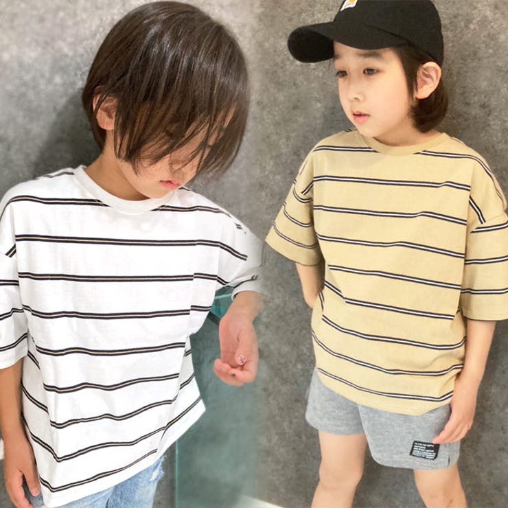 キッズTシャツ子供服半袖ボーダービッグシルエットBIGシンプルジュニアカジュアルスポーティーストリート110cm120cm130cm140cm150cm160cm「523-114」
