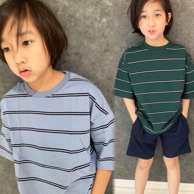 キッズTシャツ子供服半袖ボーダービッグシルエットBIGシンプルジュニアカジュアルスポーティーストリート110cm120cm130cm140cm150cm160cm「523-114」