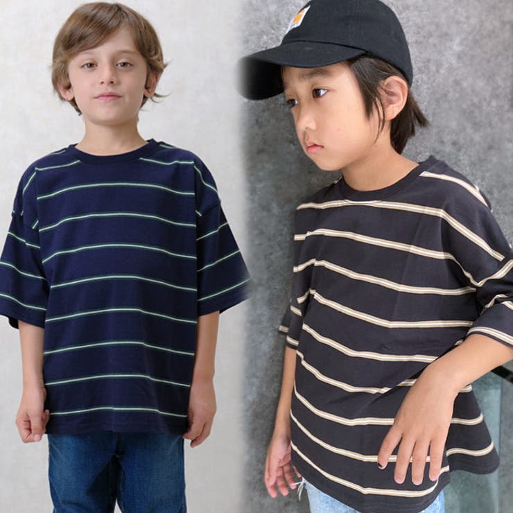 キッズTシャツ子供服半袖ボーダービッグシルエットBIGシンプルジュニアカジュアルスポーティーストリート110cm120cm130cm140cm150cm160cm「523-114」