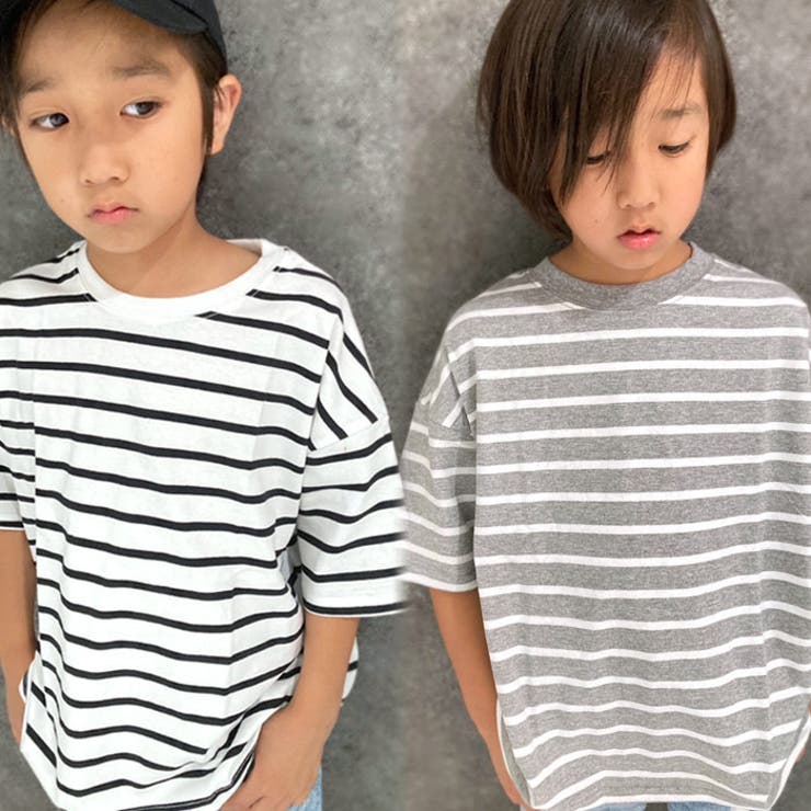 キッズTシャツ子供服半袖ボーダービッグシルエットBIGシンプルジュニアカジュアルスポーティーストリート110cm120cm130cm140cm150cm160cm「523-114」
