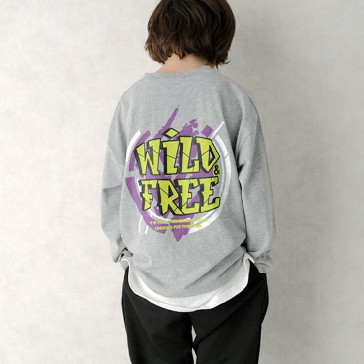 キッズTシャツ子供服男の子女の子長袖USコットン綿プリントバックプリントロゴフェイクレイヤードレイヤード風ビッグシルエットBIGジュニアカジュアルアメカジストリート110cm120cm130cm140cm150cm160cm「143-00」