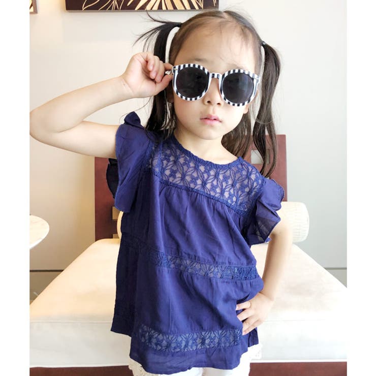 キッズ子供服レースフリルTフリルトップスカットソーナチュラル女の子ガールズ布帛ジュニア120cm130cm140cm150cm160cm「R39-04」