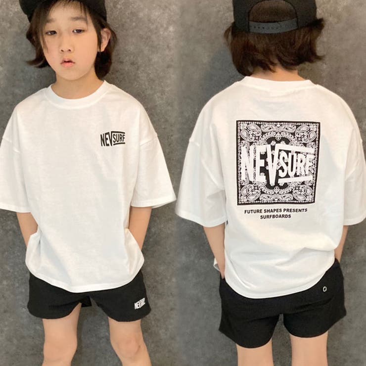 キッズTシャツ子供服半袖ビッグシルエットBIGプリントロゴバックプリントネブサーフNEVジュニアカジュアルストリートスポーティー110cm120cm130cm140cm150cm160cm「N23-00」
