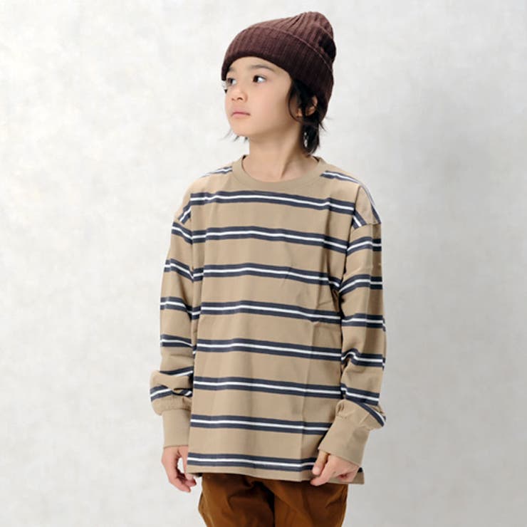 キッズTシャツロンT子供服男の子女の子長袖ボーダーティーシャツカットソービッグシルエットBIGジュニアカジュアルアメカジストリート110cm120cm130cm140cm150cm160cm「543-102」