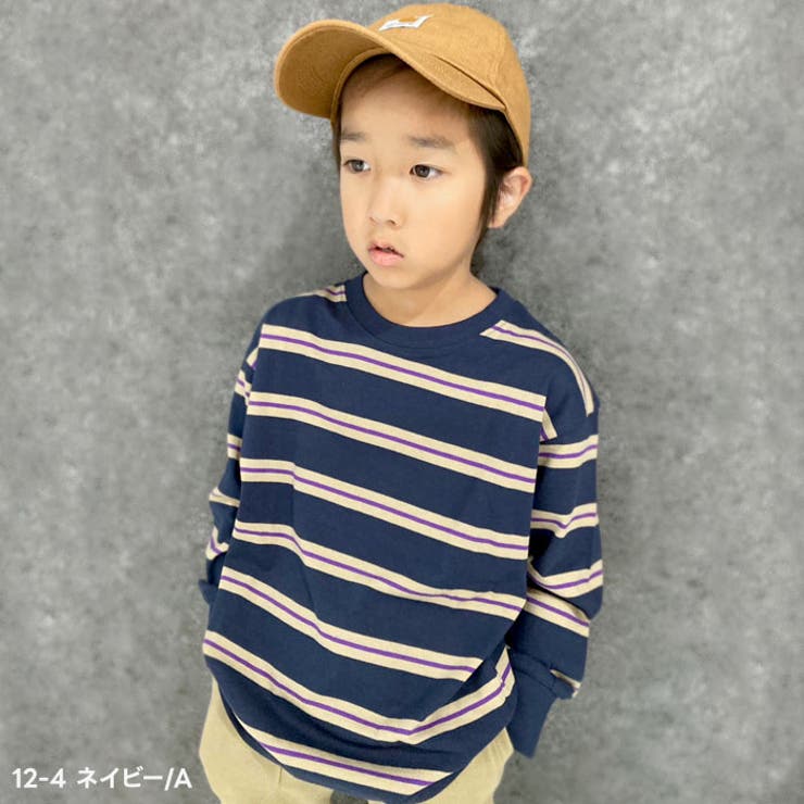 ボーダーBIGロンT キッズ 長袖Tシャツ[品番：ZONK0006877]｜ZI