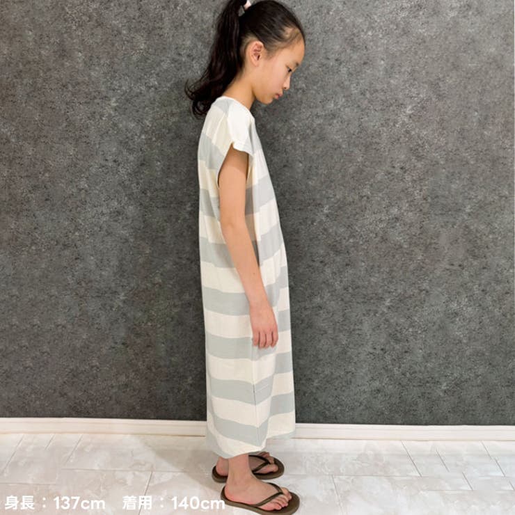 SHISKY オーバーサイズワイドボーダースリーブレスドレス ノースリーブワンピ… | ZI-ON | 詳細画像9 