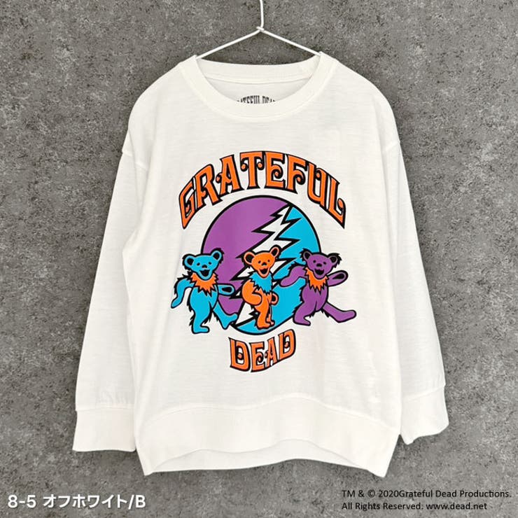 GRATEFULDEADトレーナーキッズ子供服男の子女の子キャラクターグレイトフルデッド長袖トップススウェットビッグシルエットBIGビックゆったり大きめロゴプリント裏毛秋物秋服アメカジジュニア110cm120cm130cm140cm150cm160cm「GF44-01」