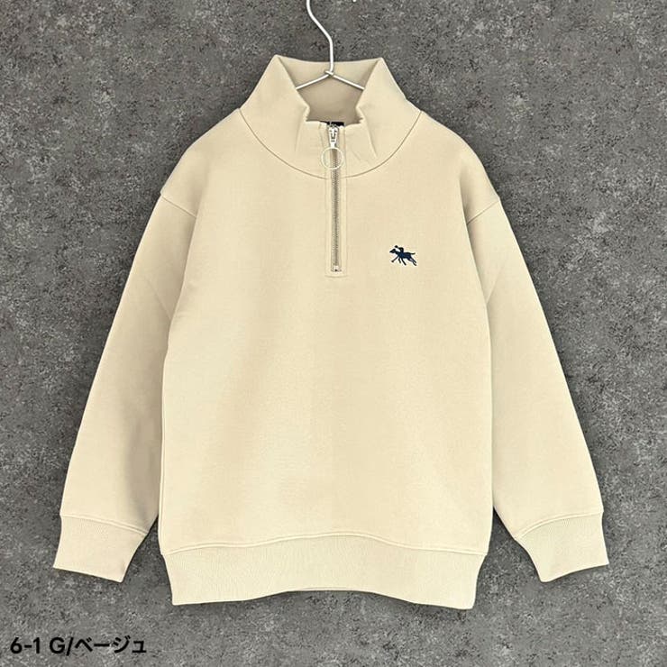 POLOCHAMPS オーバーサイズハーフジップ裏起毛トレーナー キッズ