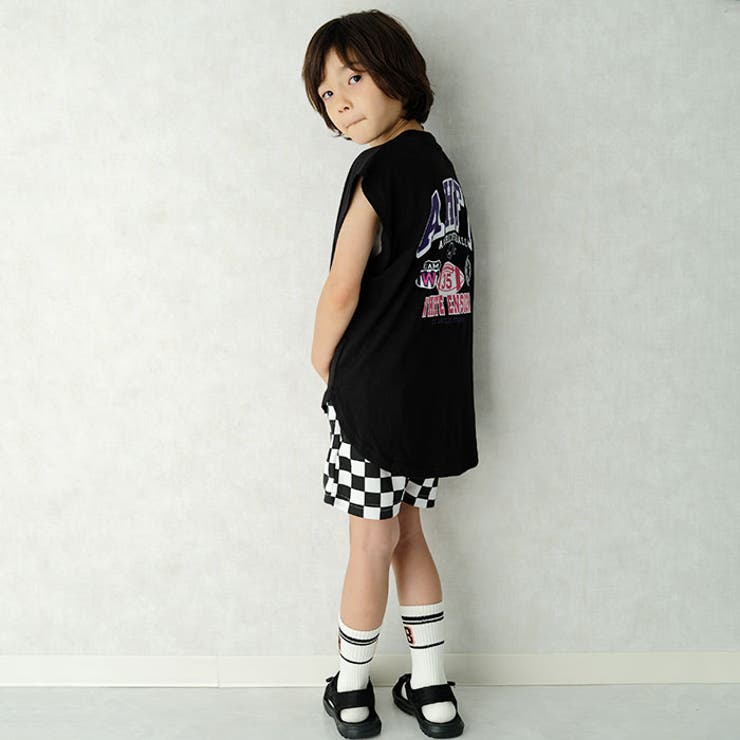 キッズTシャツ子供服ノースリーブプリントロゴバックプリントビッグシルエットBIGゆったりサイズジュニアカジュアルスポーティーストリート110cm120cm130cm140cm150cm160cm「533-100」
