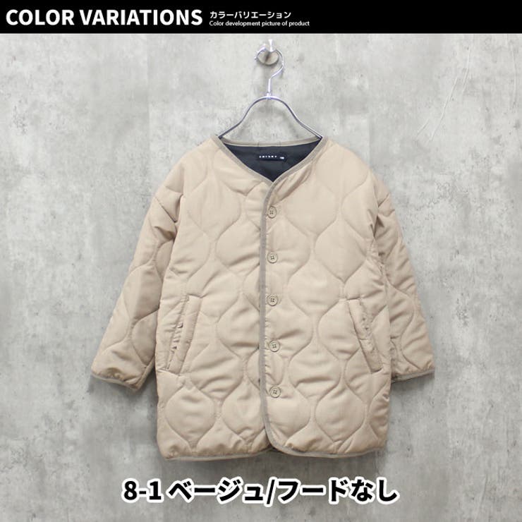 キッズキルティングジャケットアウター子供服羽織り中綿フードパーカーフェスアウトドアキャンプ撥水性UVケア無地ジュニアカジュアル110cm120cm130cm140cm150cm160cm「942-102」