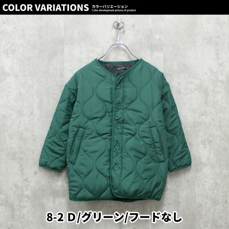 キッズキルティングジャケットアウター子供服羽織り中綿フードパーカーフェスアウトドアキャンプ撥水性UVケア無地ジュニアカジュアル110cm120cm130cm140cm150cm160cm「942-102」