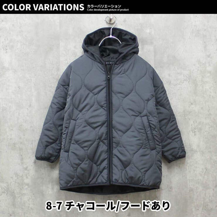 キッズキルティングジャケットアウター子供服羽織り中綿フードパーカーフェスアウトドアキャンプ撥水性UVケア無地ジュニアカジュアル110cm120cm130cm140cm150cm160cm「942-102」