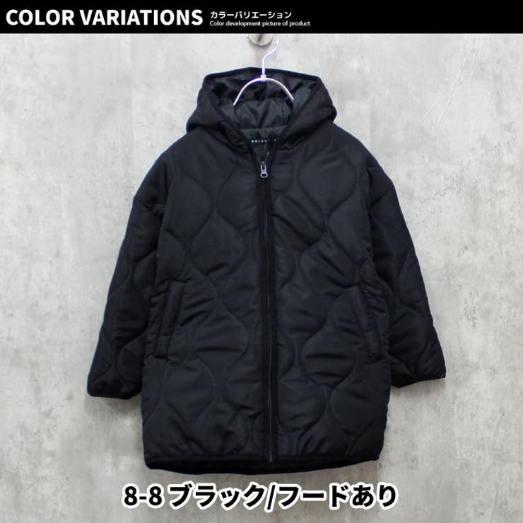 キッズキルティングジャケットアウター子供服羽織り中綿フードパーカーフェスアウトドアキャンプ撥水性UVケア無地ジュニアカジュアル110cm120cm130cm140cm150cm160cm「942-102」