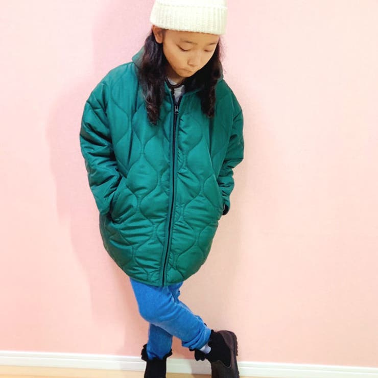 キッズキルティングジャケットアウター子供服羽織り中綿フードパーカーフェスアウトドアキャンプ撥水性UVケア無地ジュニアカジュアル110cm120cm130cm140cm150cm160cm「942-102」