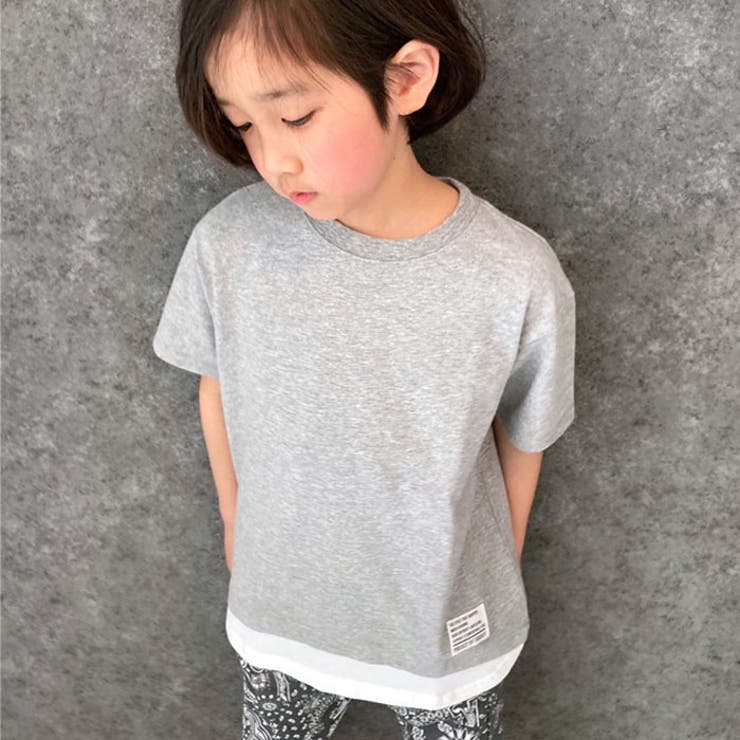 【送料無料】キッズTシャツ子供服半袖無地レイヤード重ね着ジュニアシンプルカジュアルスポーティーストリート110cm120cm130cm140cm150cm160cm「523-112」